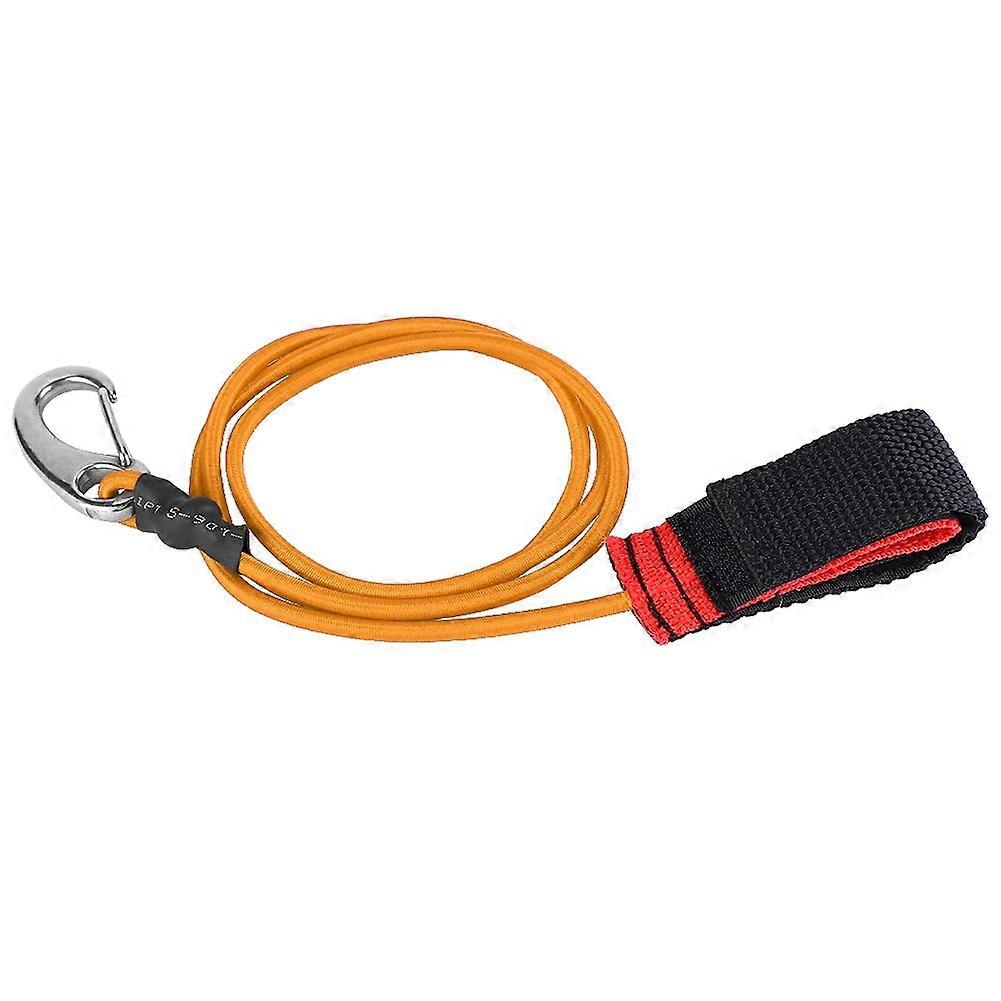 Elastic String Boating Kayak Paddle Safety Rod Leash with Carabiner for Paddling Orange