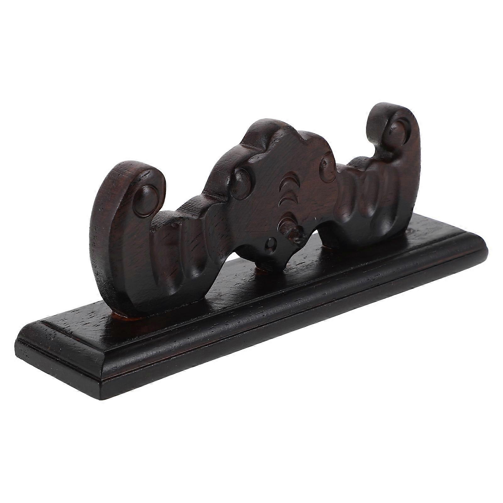 Desktop Bamboo Flute Display Stand Wooden Holder for Storage with Relief