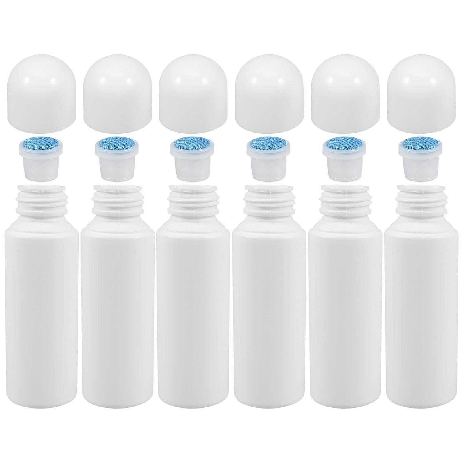 6pcs Reusable Sponge Head Bottles for Cosmetics and Liniments Leakproof Plastic Containers White 80ml