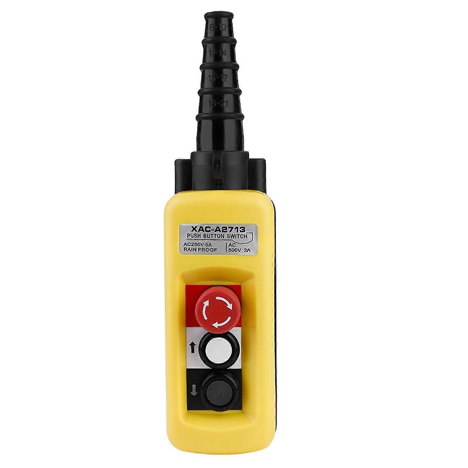 XAC-A2713 Hoist Crane Push Button Switch with Emergency Stop, Crane Pendant Control Station UP Down Hoist Push Controller for Crane Chain V1IEZa