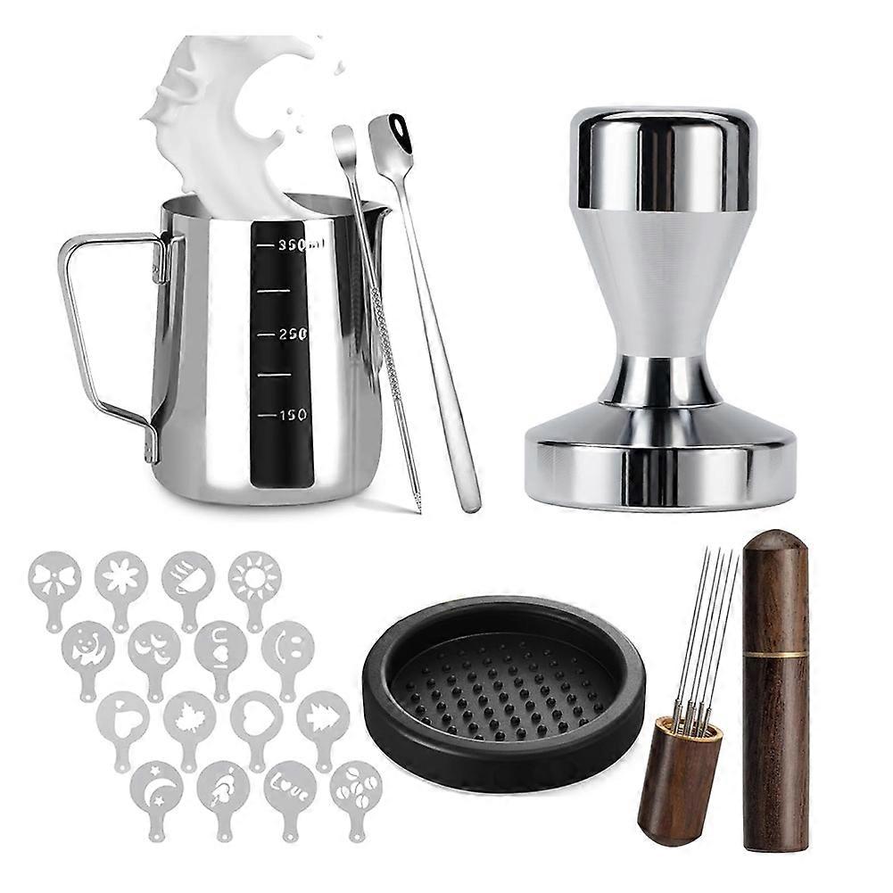 51mm Espresso Tamper Set Espresso Kit Including Coffee Tamper, Milk Frothing Pitcher, WDT Tool Espresso, Tamper Mat