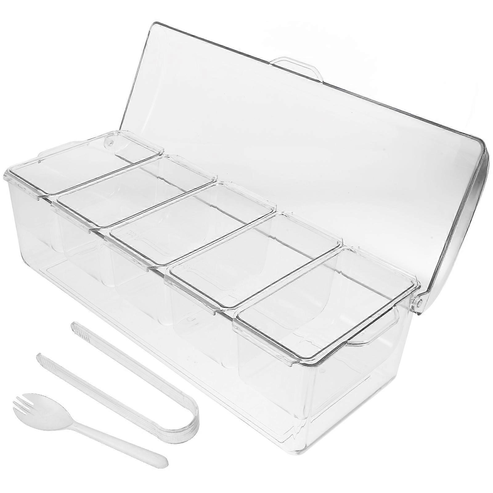 Kitchen Condiment Box Large Capacity Food Storage Container for Parties Transparent 40.50X14.50X13.50cm 1 Set