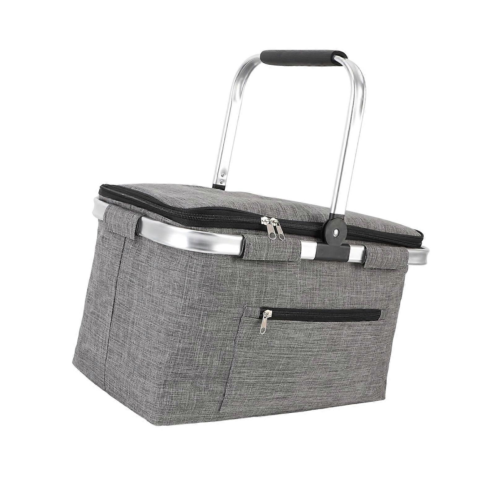 Insulated Small Picnics Bag Insulated Picnics Bag Leakproof Large Capacity Food Container Bag Suitable for Backpacking  Gray