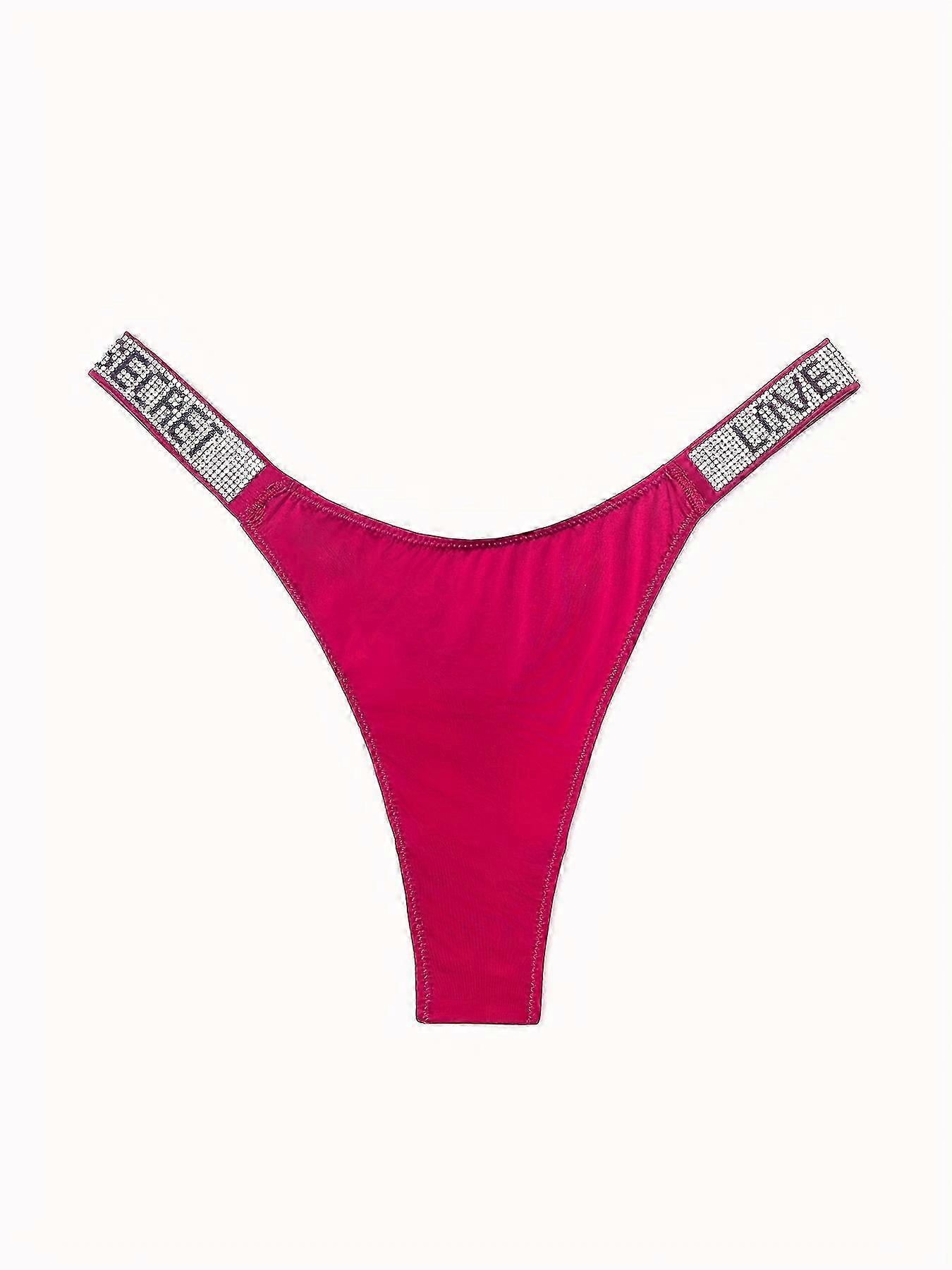 JUEGE * 6 قطع سيور من حجر الراين ، سراويل رياضية مطاطية منخفضة الخصر ، ملابس داخلية نسائية