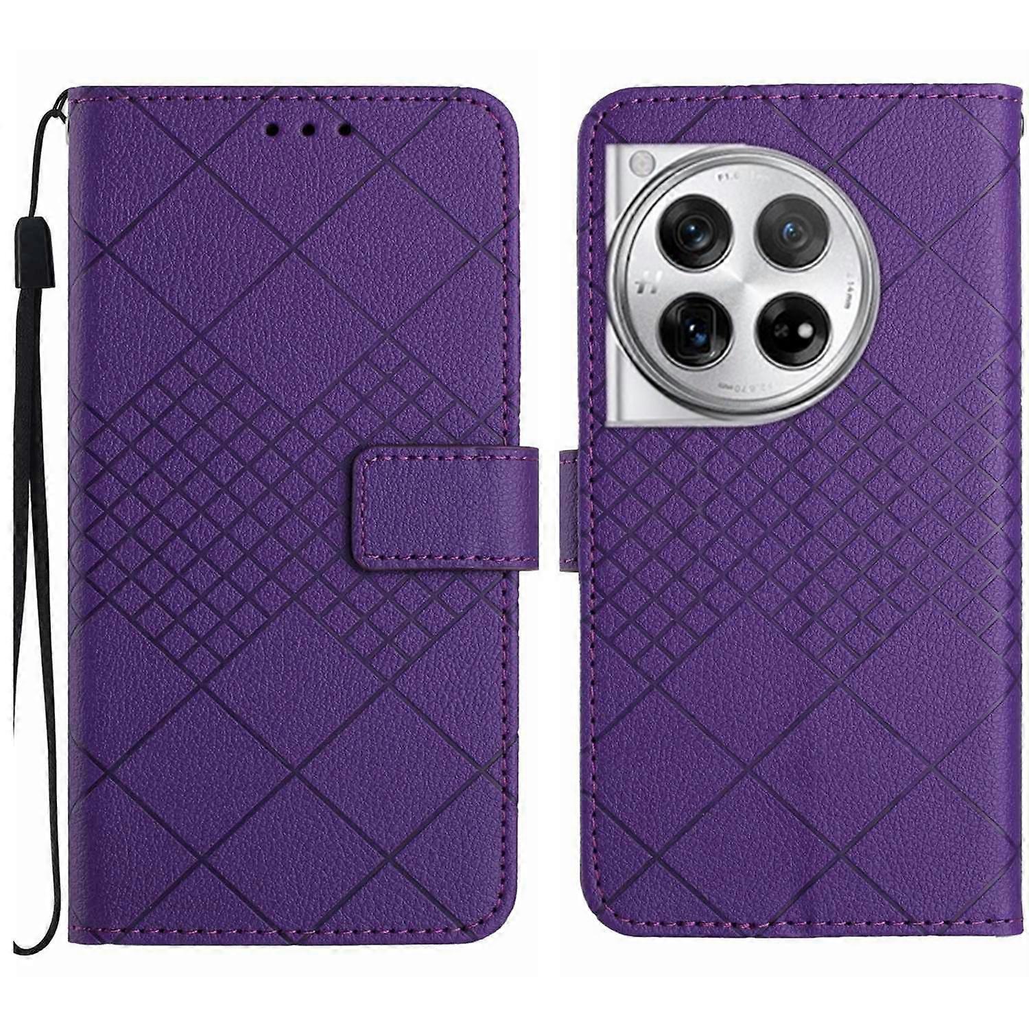 Rhombic Grid Texture Leather Phone Case