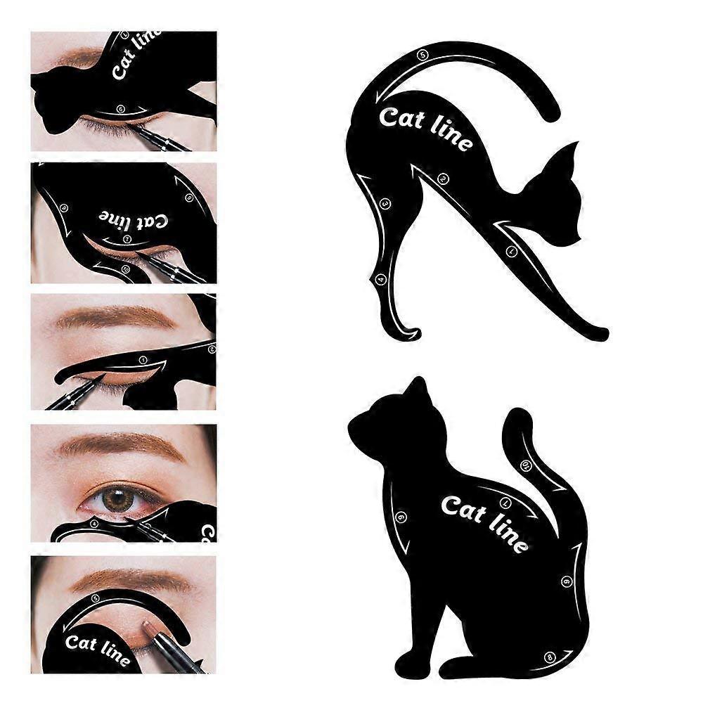 Cat Eye Makeup Stencil with Eyeliner and Eyeshadow Guide, PVC Cat Shape Tool for  Wing