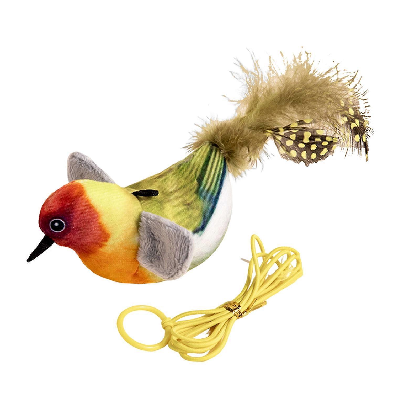 Chirping Bird Cat Toy Interactive Simulation Electric Bird Touch Activated Plush Bird Cat Teaser for