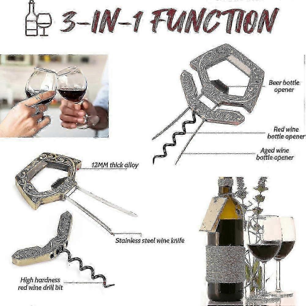 3-in-1 Ah-So Two-Prong Cork Puller for Gently Removing Old and Fragile Wine Corks