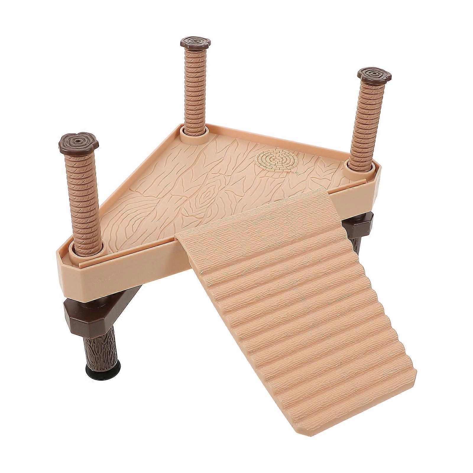 Wooden Turtle Platform for Pet Use Stable and Durable Light Yellow Small Reptiles Climbing Rest