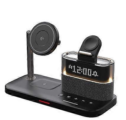 2025 Latest 5-in-1 wireless charger with alarm clock, suitable for a variety of