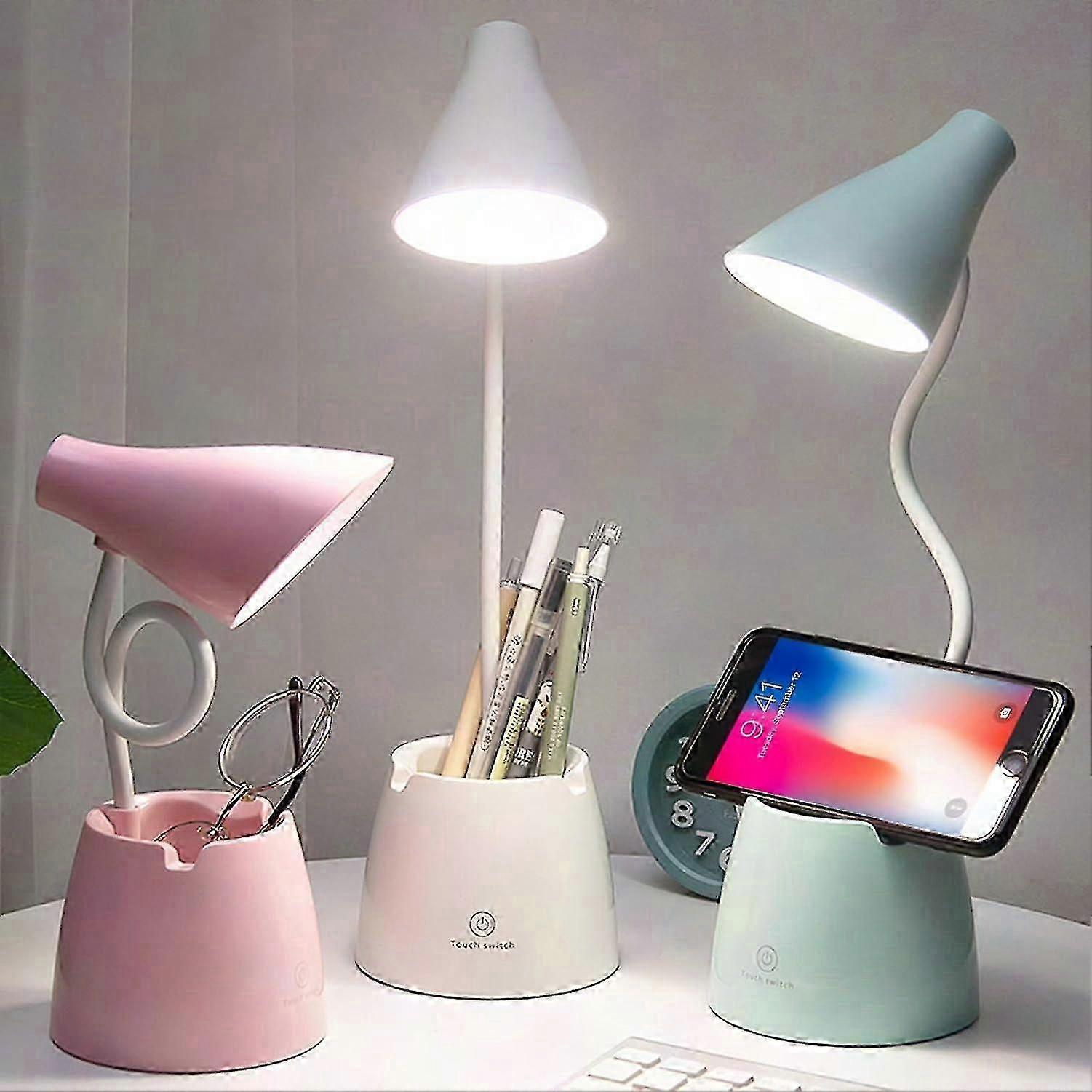 Adjustable Led Desk Lamp With 3 Modes Touch Control, 360 Rotatable For Reading, Study, Work - Pink