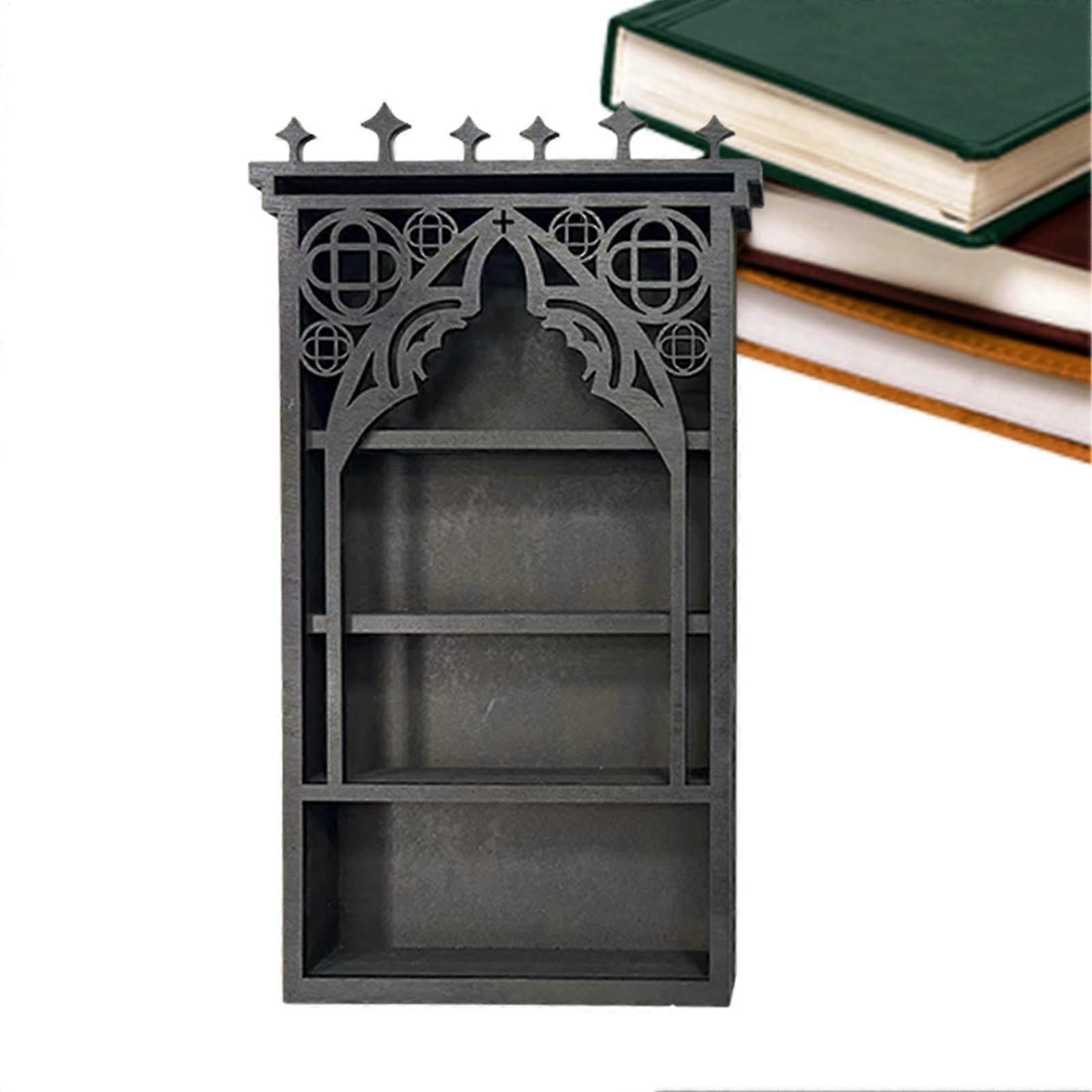 Moon Shelf Wall Mounted Crescent Design Crystal Display Rack Gothic Mystical Decor for Bedroom