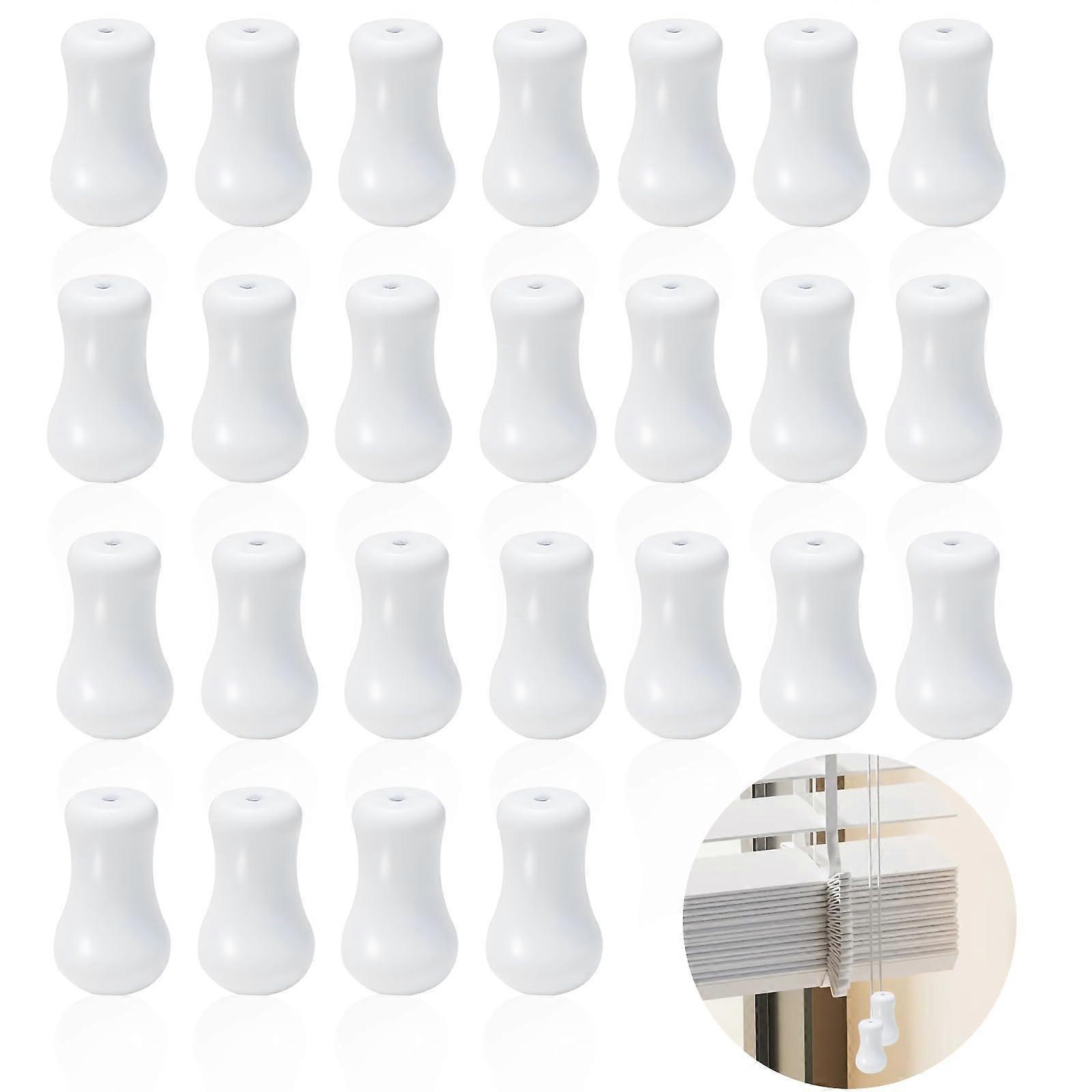 25 Pcs White Plastic Window Blind Cord Tassels, Durable Pull Cord End Knobs for Roman Shades Ref:6395