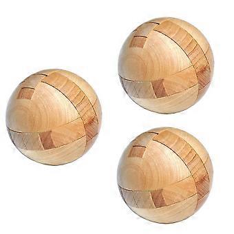 Quebra-cabeça de madeira com 3 bolas mágicas, brinquedo para estimular o cérebro, jogo de inteligência, quebra-cabeças esféricos para adultos e crianças.