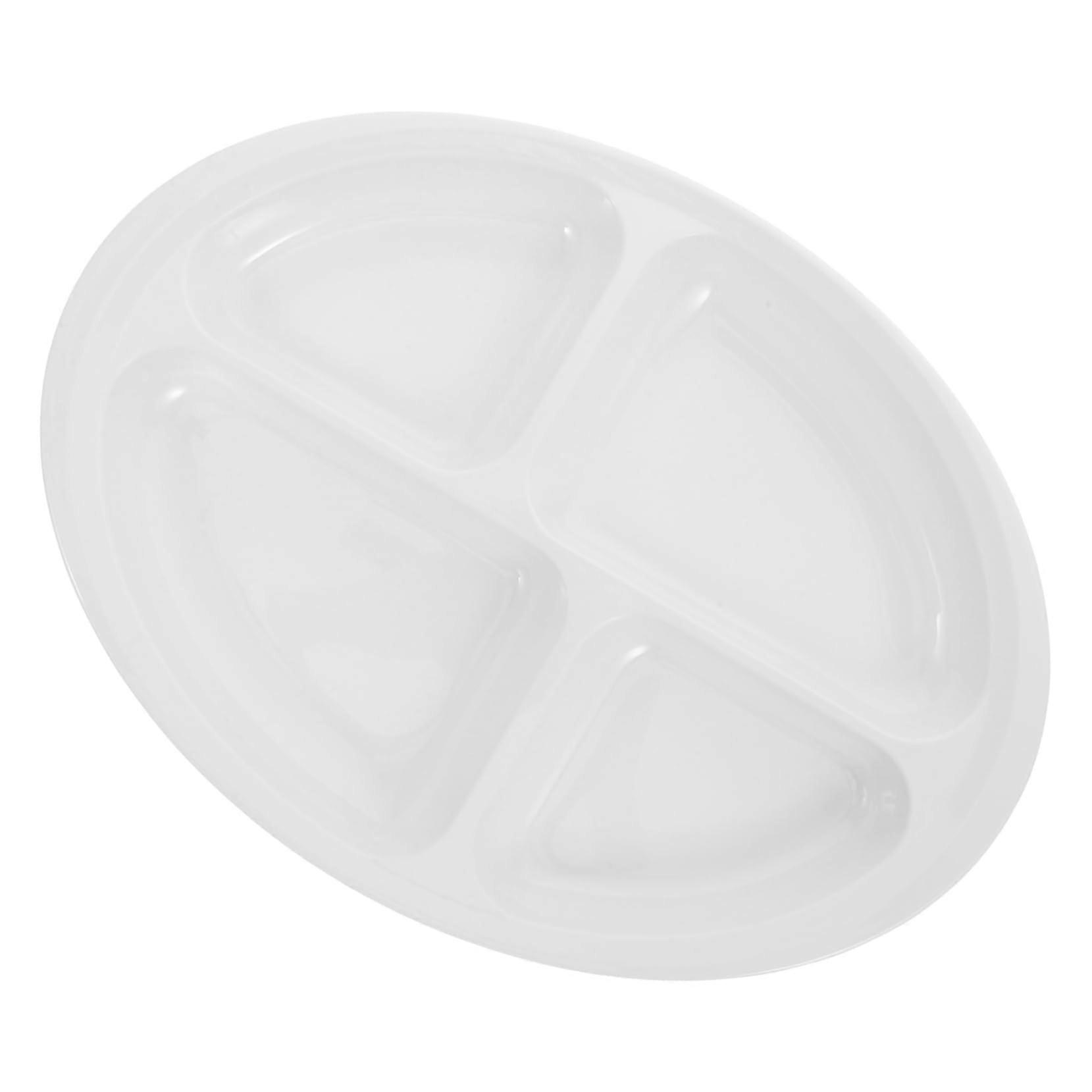 Divided Plates for Elderly with Non Slip Stable Base Spill Resistant Easy Clean White Dinnerware