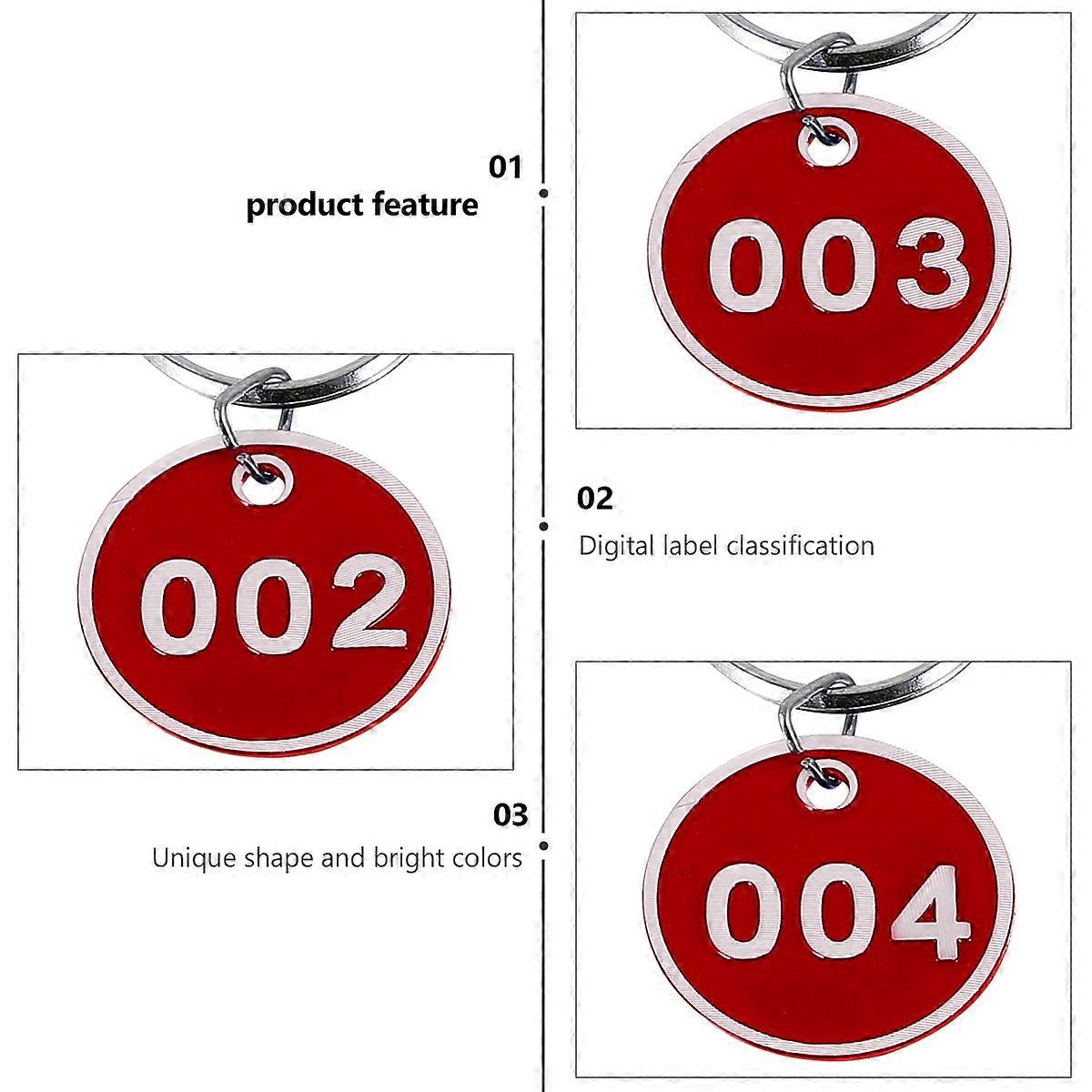Red Digital Numbered Id Tags Metal Key Tags for Storage Use 1Pack