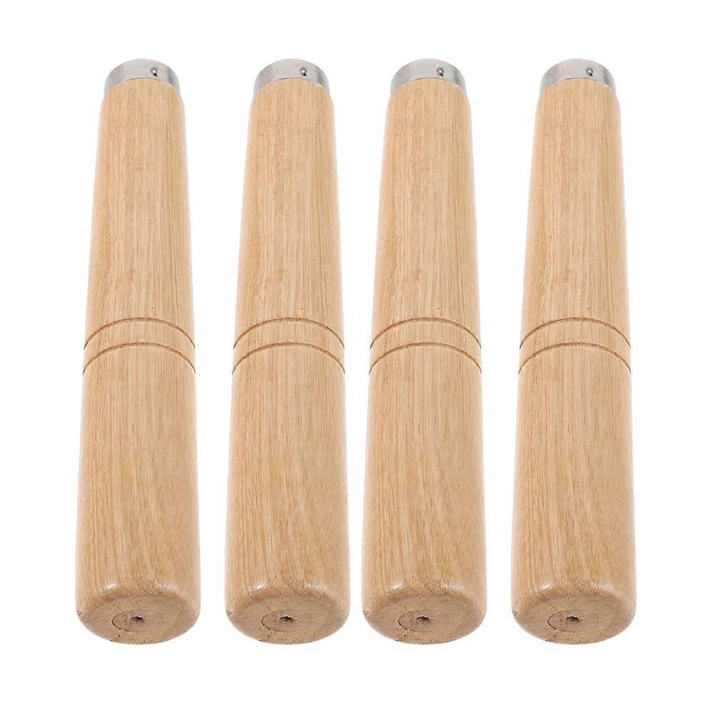 Brown Wooden Pot Handle Replacement for Kitchen Use in 4Pcs Practical Set