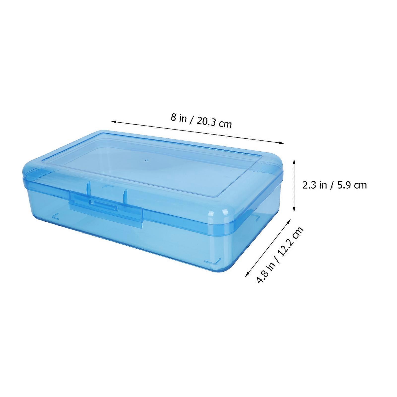 1Pcs Plastic Pencil Case for Kids Stackable School Pen Storage Blue