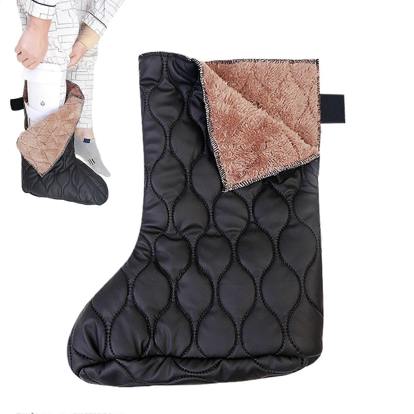Leg Cast Cover with Dual Layer Warmth, Windproof Foot and Ankle Protector, Adjustable Winter Sock