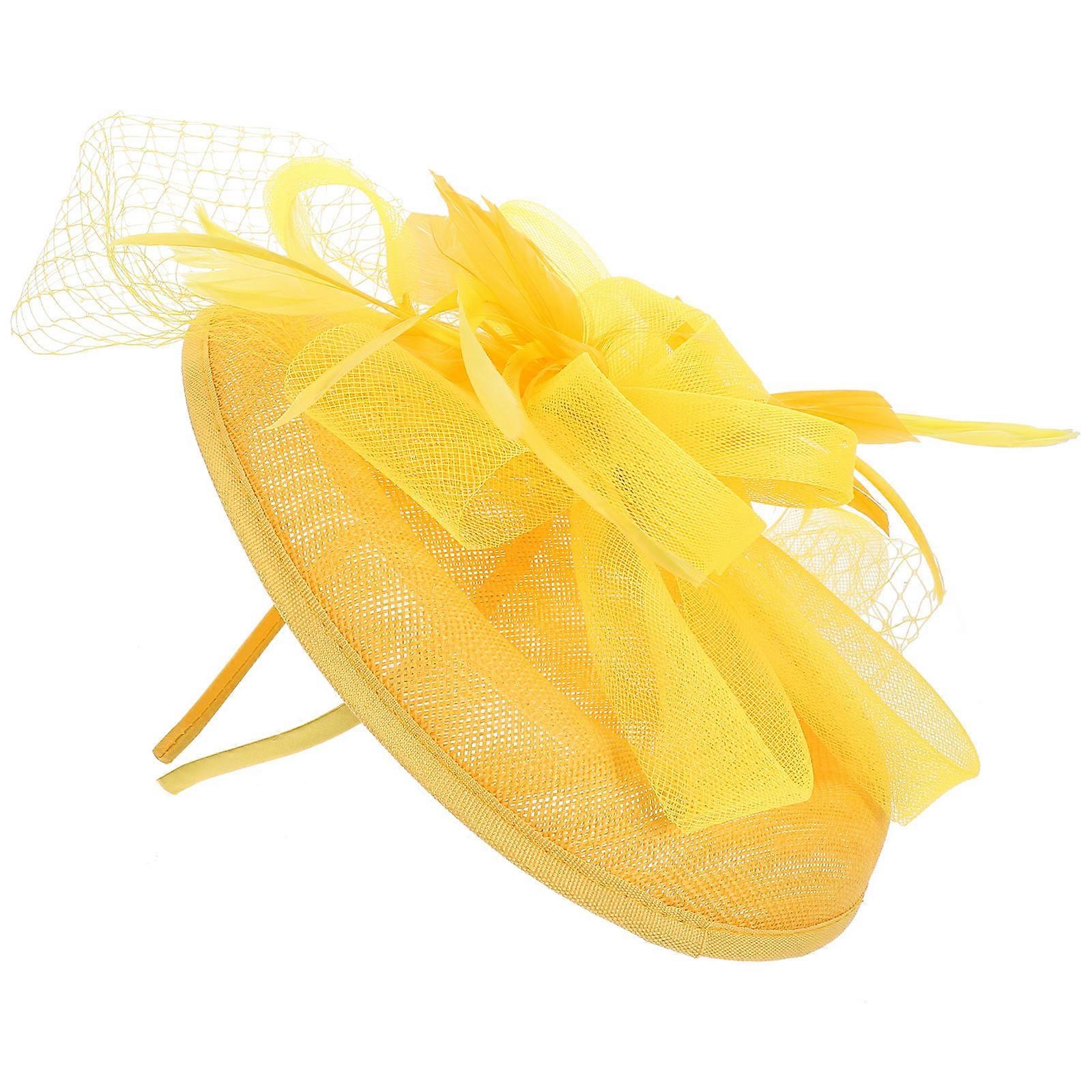 Yellow Mesh Fascinator Hat for Decoration Wedding Headpiece