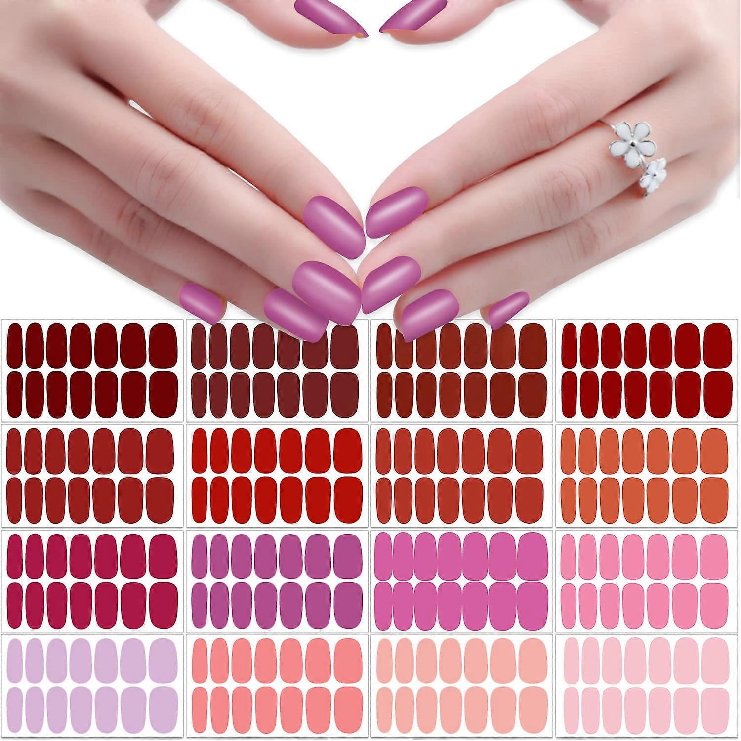 Red Solid Color Nail Polish Strips, SelfAdhesive Full Coverage Nail Wraps for Women, 224pcs