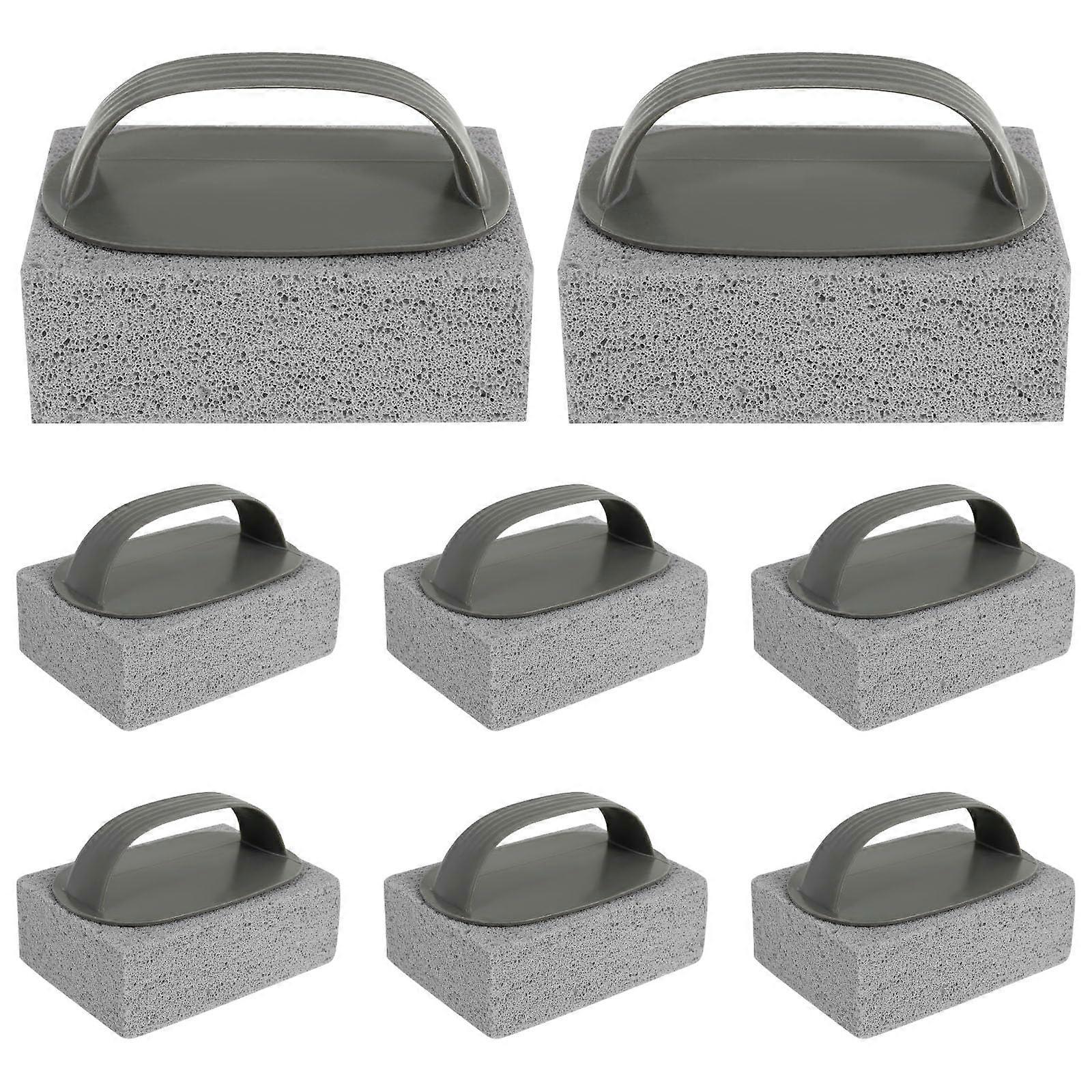 8 Pcs Grill Cleaning Stone Set with Ergonomic Handle for BBQ, Griddle, Scratch Cleaning