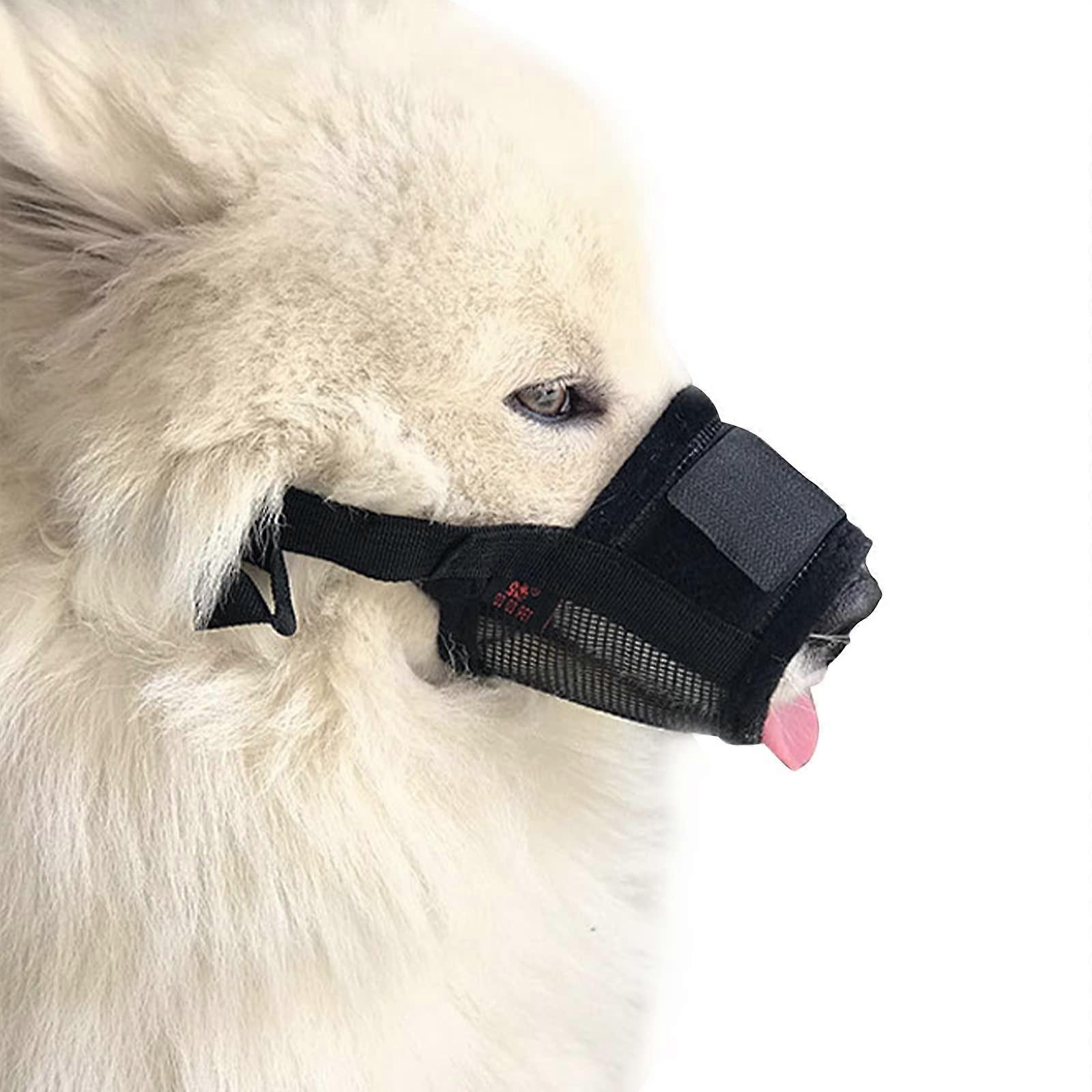 Small Dog Muzzle with Breathable Mesh, Adjustable Nose and Neck, Prevents Biting and Barking, Black S
