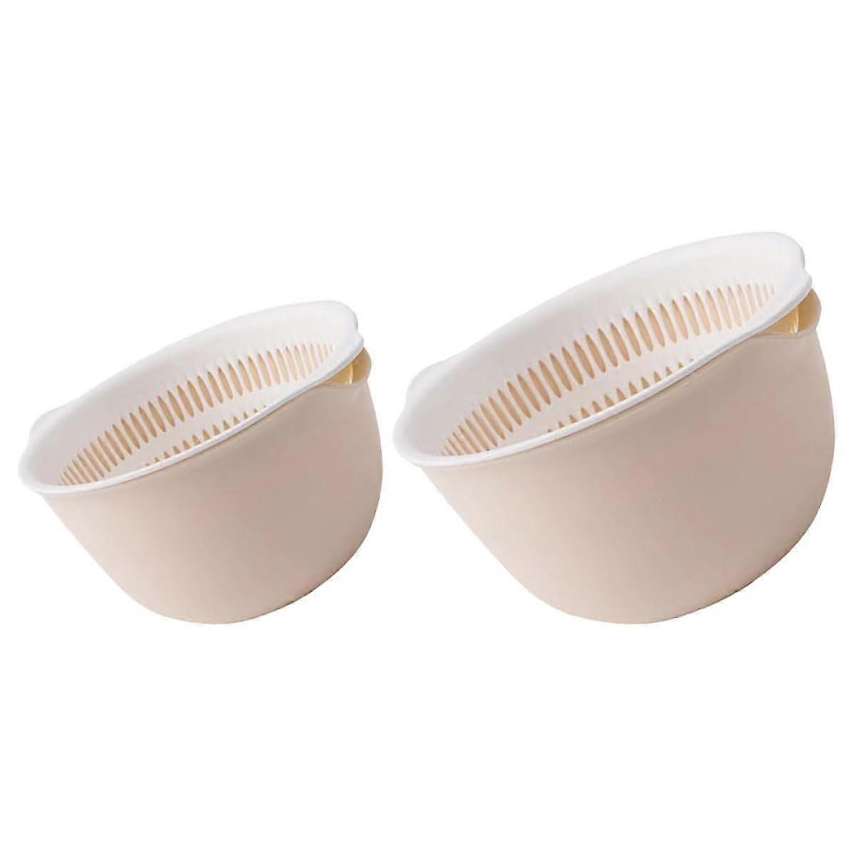 Double Layer Fruit and Vegetable Strainer Basket Set with Large and Small Kitchen Colanders