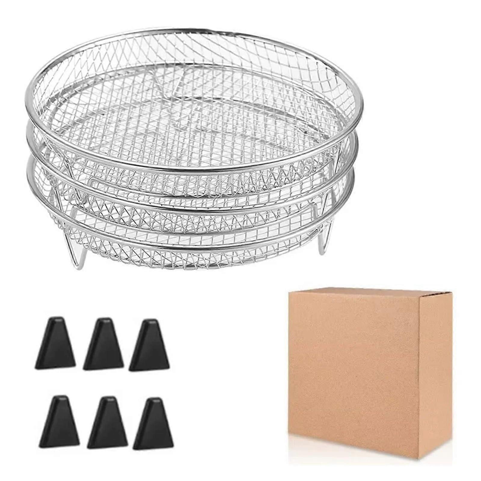 3 Layer Stackable Air Fryer Rack Stainless Steel Dehydrator Basket for Cooking Multiple Foods