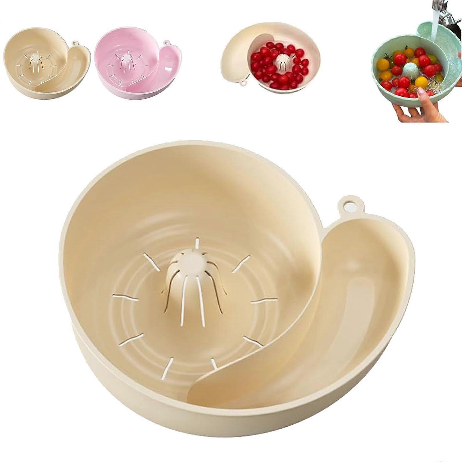 4in1 Rotating Fruit and Vegetable Strainer with Snail Shape Design for Easy Kitchen Washing