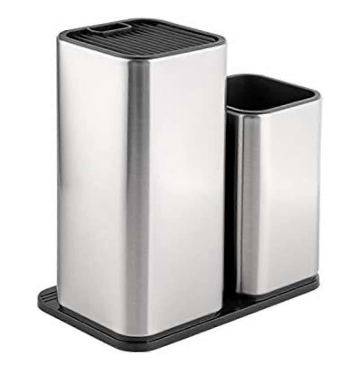 Stainless Steel Kitchen Knife Block with Multi Functional Slots and Scissors Holder for Compact Storage