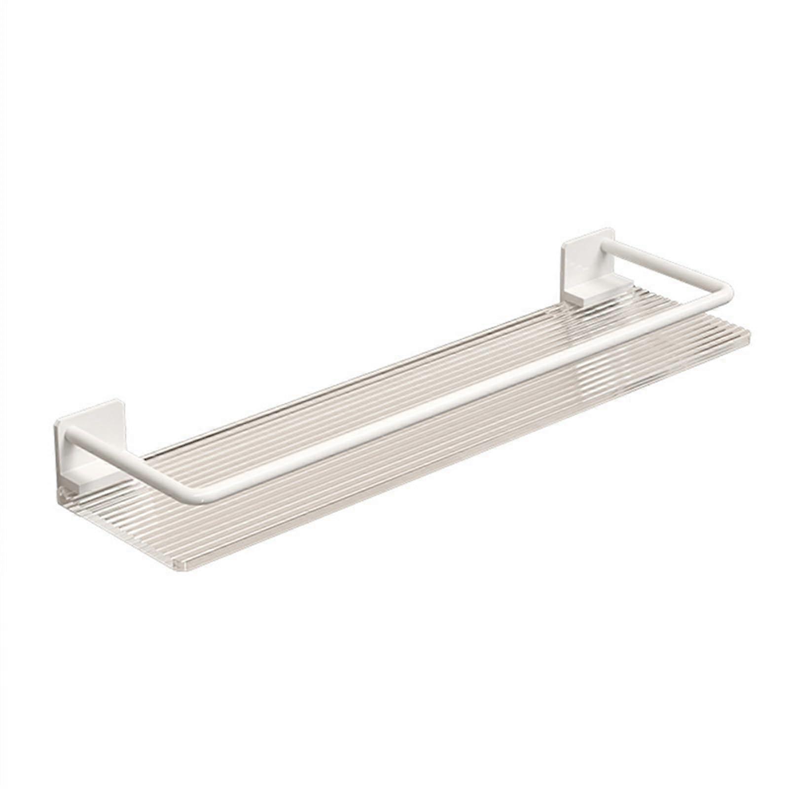 Bathroom Towel Rack Wall Mounted No Drill White Storage Shelf 30x10cm for Kitchen Hotel