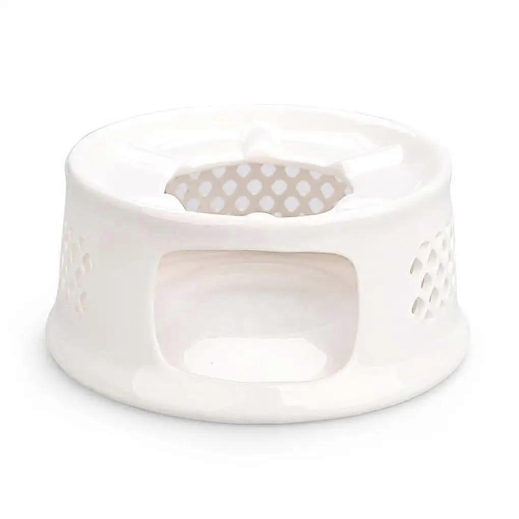 Ceramic Tea Warmer Base with Stable Support, Compact Tabletop Design, Easy Clean Elegant Finish