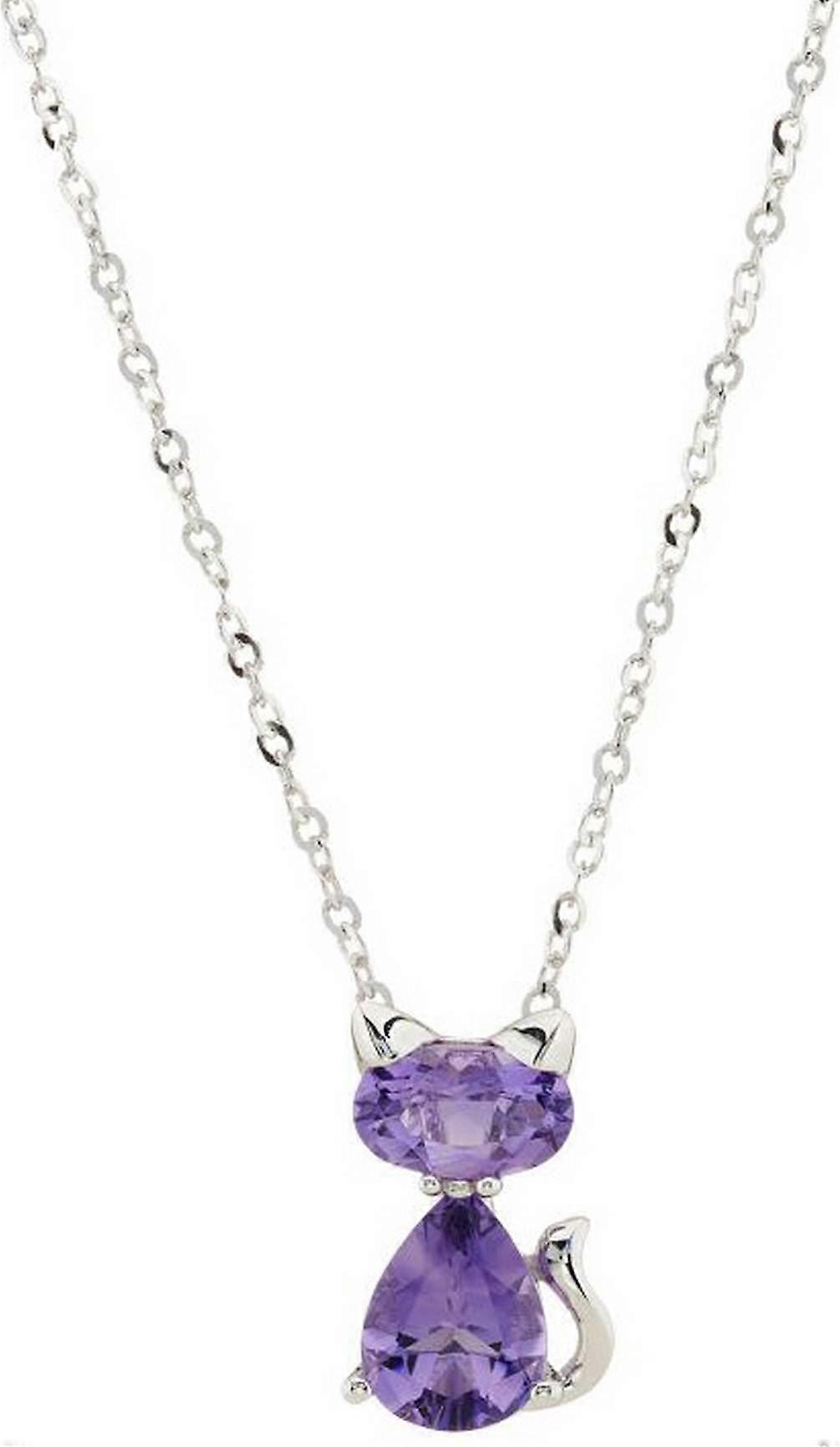 Mark Milton Amethyst Cat Pendant - White Gold/Purple