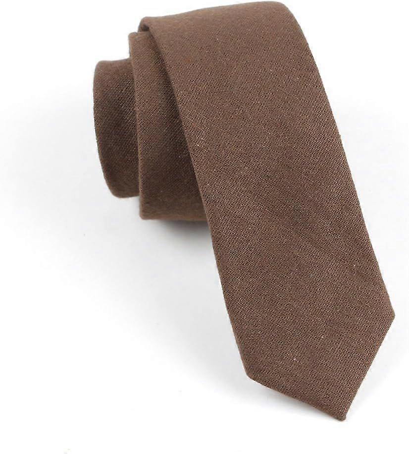 Cotton Solid Skinny Men's Necktie 2.36" Tie  Brown