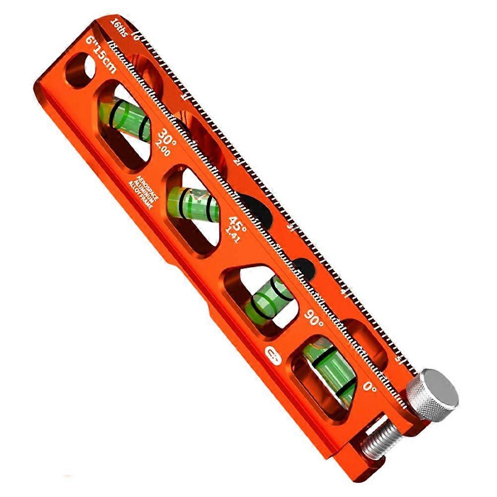 1Pc Mini High-Precision Scale Level Ruler, Magnetic Pipeline Leveling & Measuring Tool 6inch