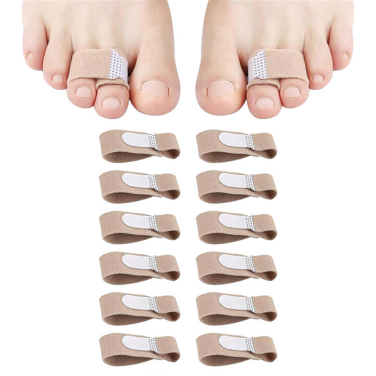 Fabric Hammer Toe Corrector and Toe Straightener 12 Pack Beige Medium with Pressure Relief Padding