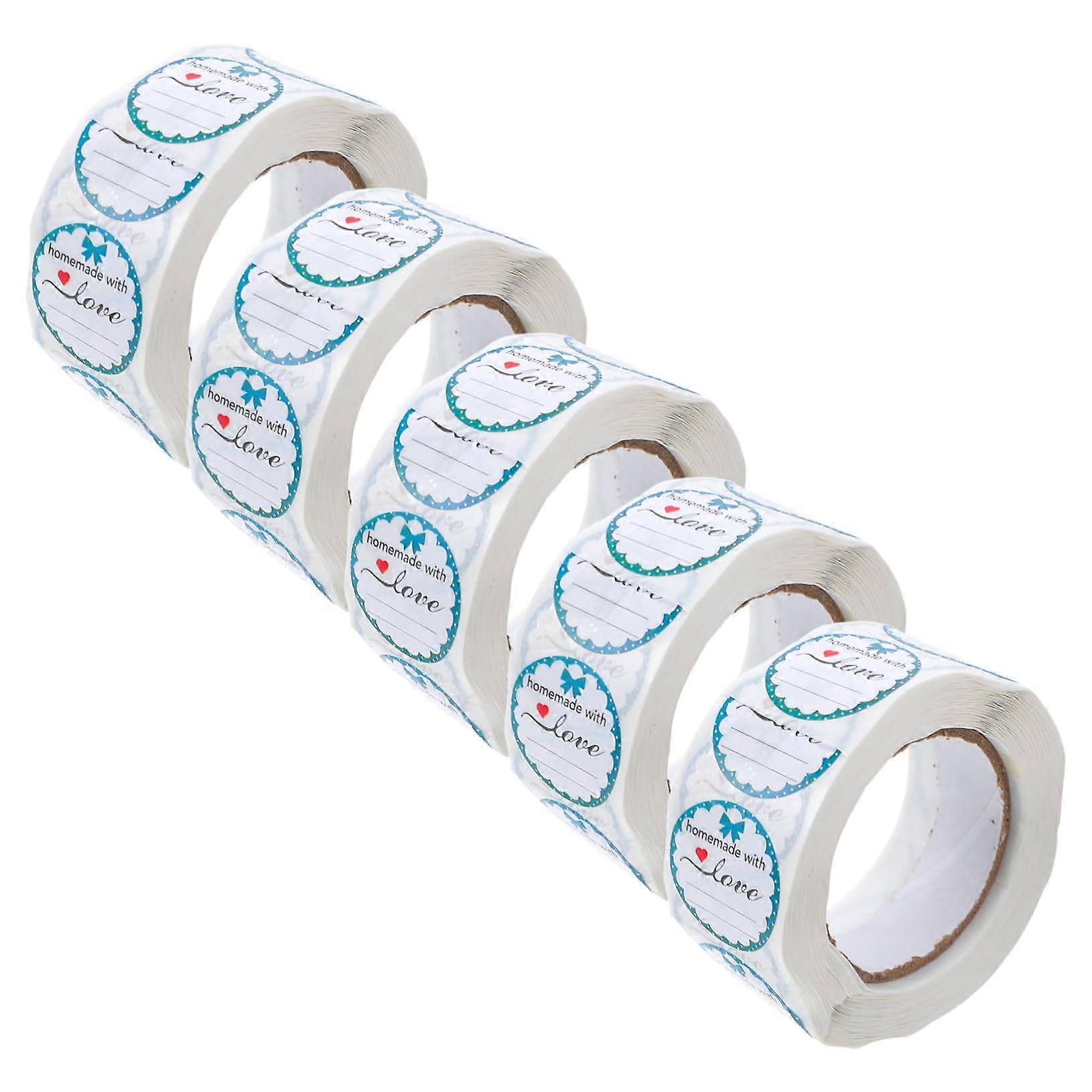 Printable Round Adhesive Writable Sticker Labels 5 Rolls for Small Business Packaging and Canning