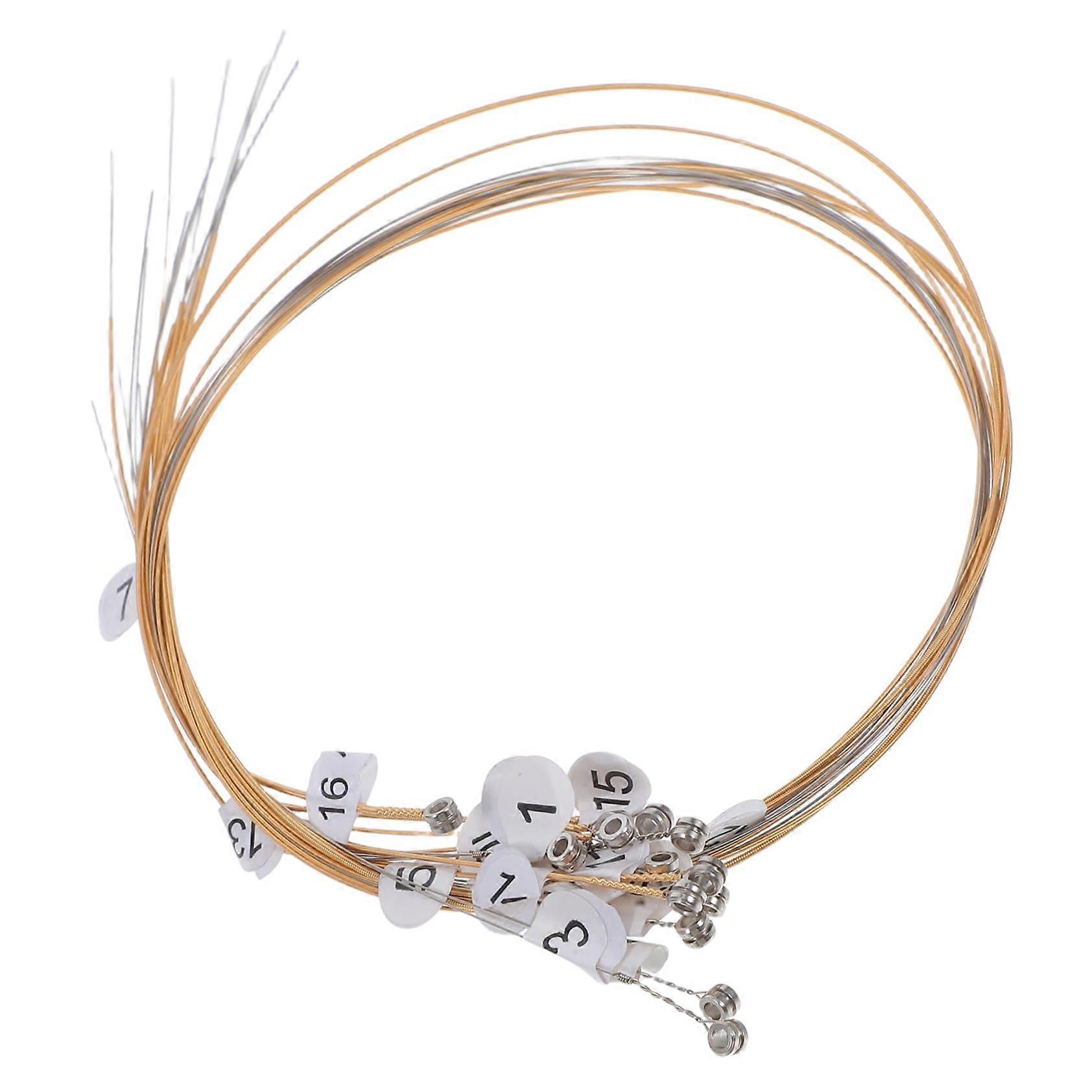 Lyre Harp Strings Full Set Metal Replacement with Rivets for Easy Installation and Stable Tone