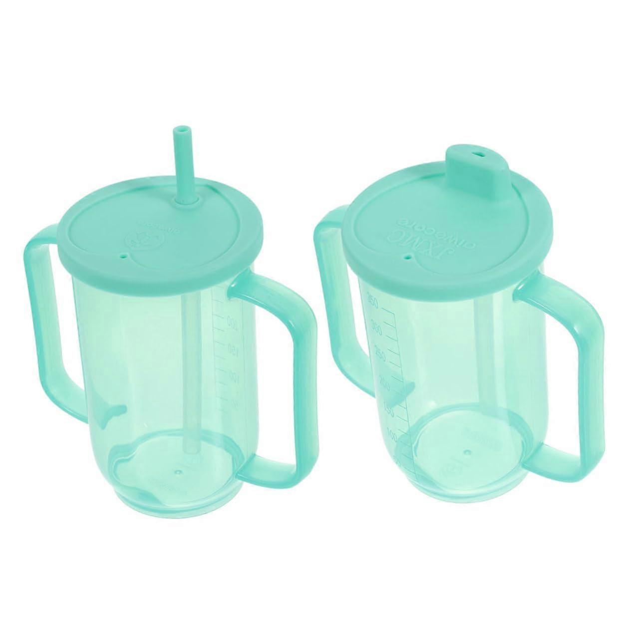 Reusable NoSpill Straw Cups for Elderly and Disabled Adults, Easy Grip Dual Pack