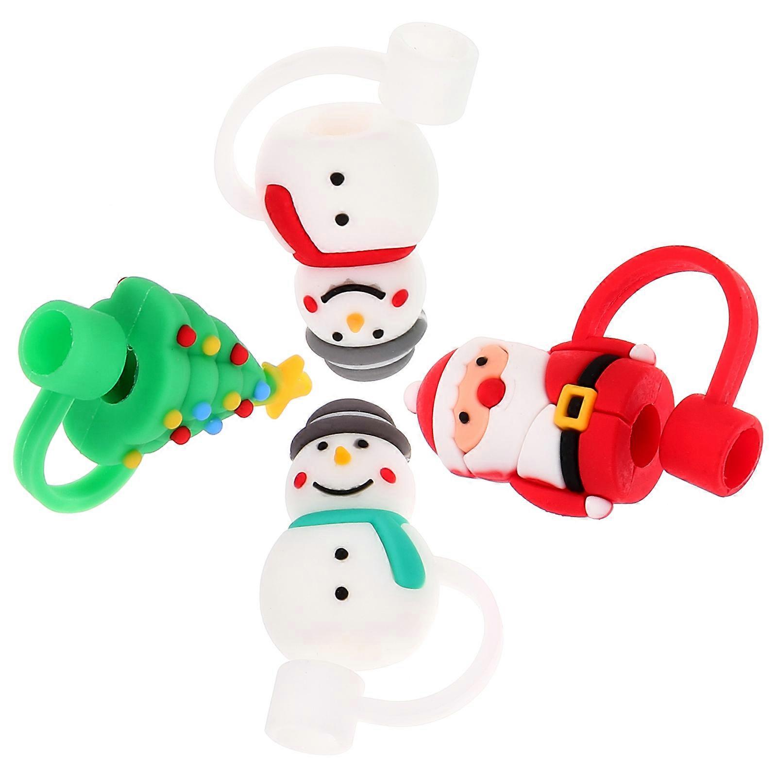 Christmas Covers Cartoon Caps for 4Pcs Drinking