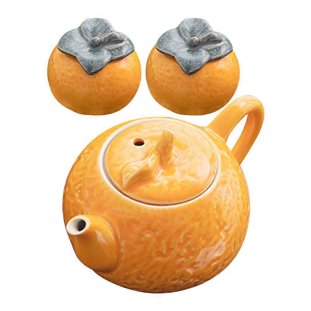 Loose Leaf Tea Container Orange Shaped Teapot Home Use Ceramic Small Teapot 1Set