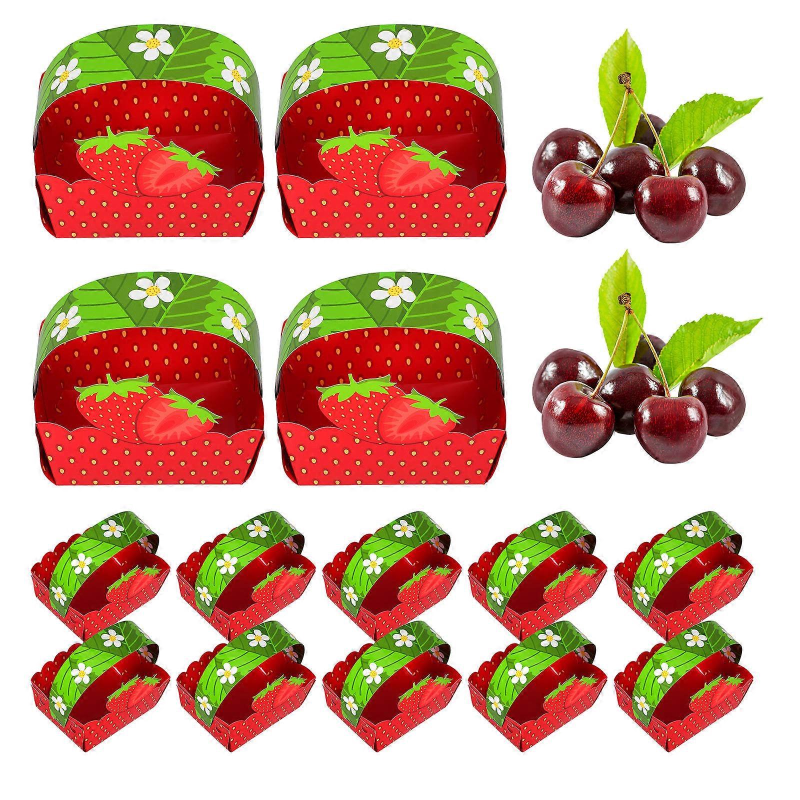 Summer Fruit Themed Paper Snack Boxes with Handle for Storage Use 20Pcs Red