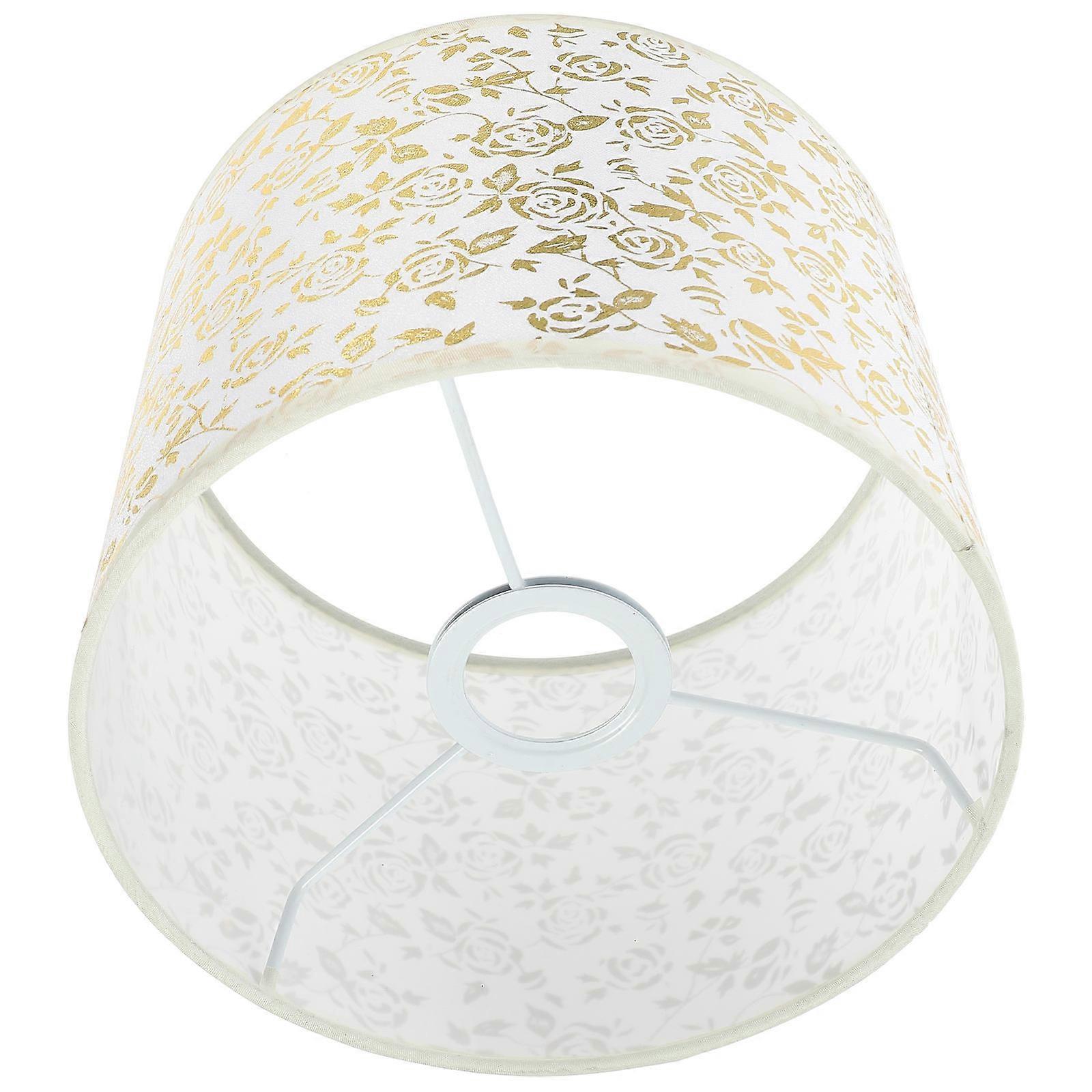 Golden Fabric Lamp Shade Replacement for Table Lamp Cover with Rose Pattern