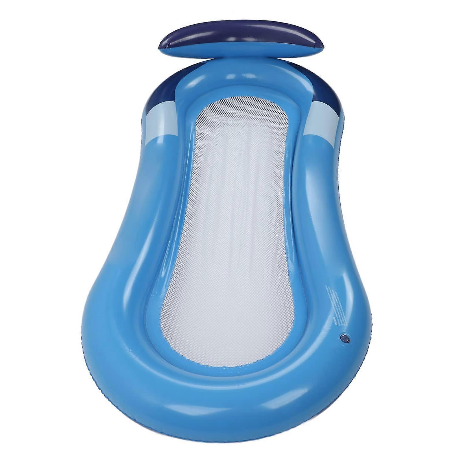 Inflatable Pool Float with Cooling Mesh and Backrest, Foldable PVC Floating Hammock for Pool Lake River