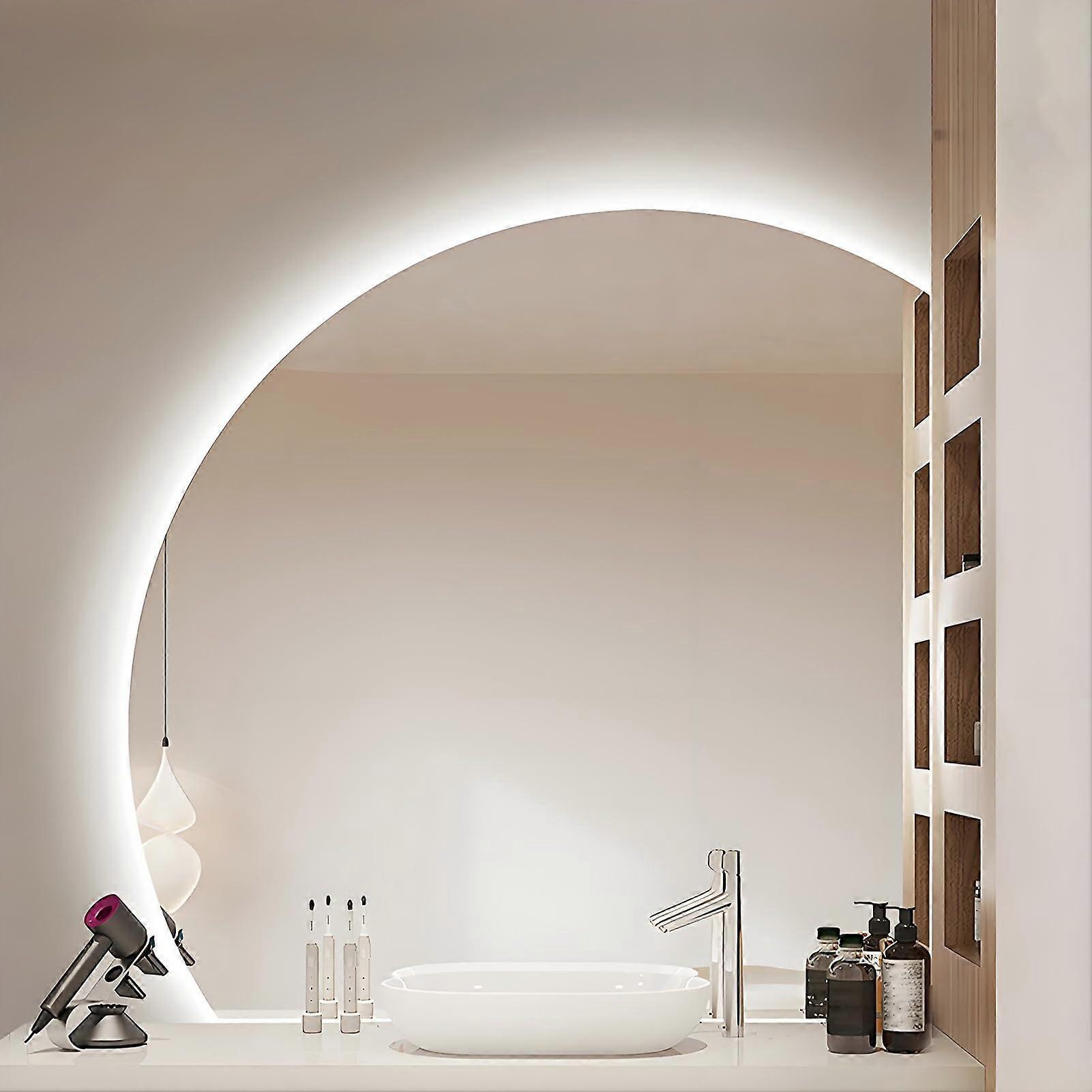 Bathroom Vanity Mirror, Frameless LED Backlit, TouchScreen AntiFog, ThreeColor Dimmable, 110cm