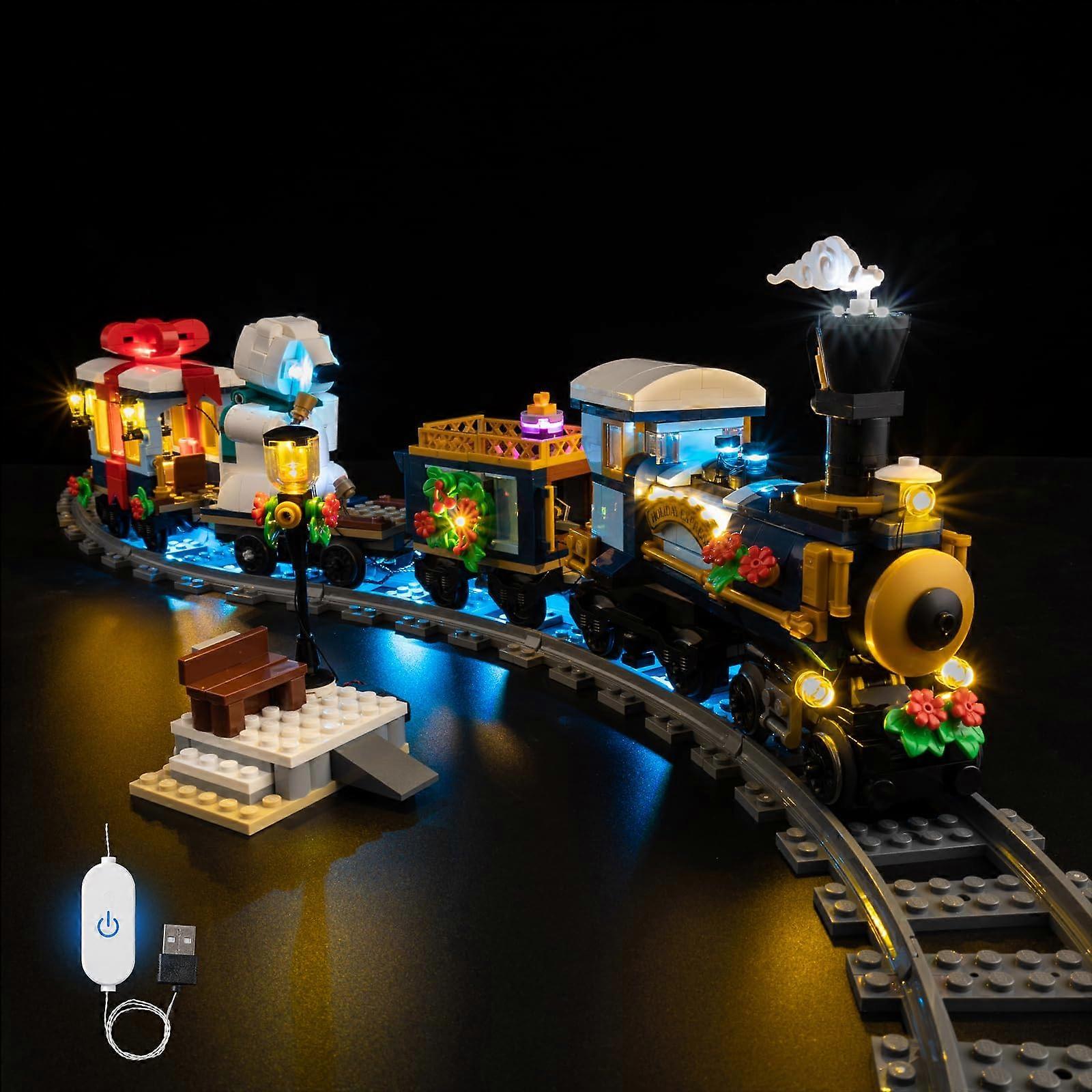 LED Light Kit for  Holiday Express Train 10361, Touch Control USB or Battery Powered
