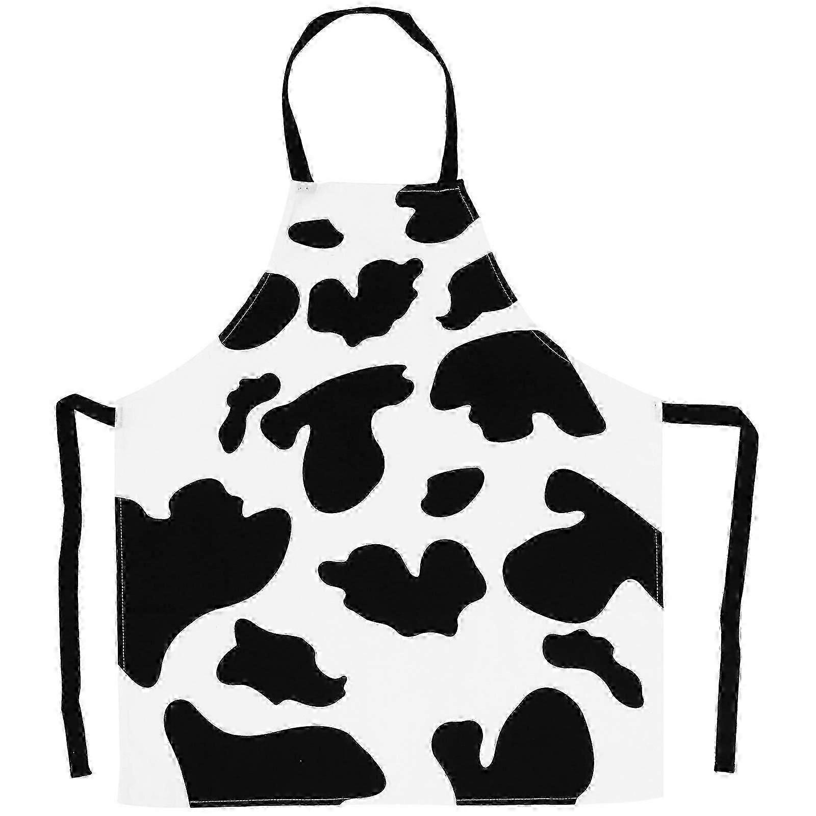 Chic Cow Pattern Sleeveless Kitchen Apron with Neck Loop for Home Cooking