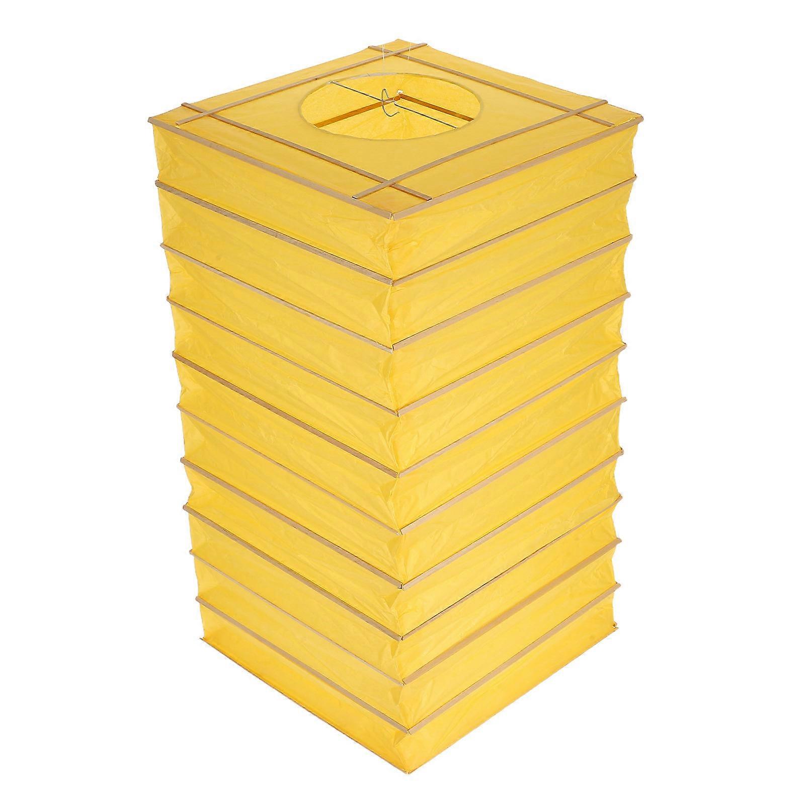 Yellow Paper Lampshade Foldable Lantern For Ceiling Decor Light Yellow Rectangular Soft Lighting 1Set