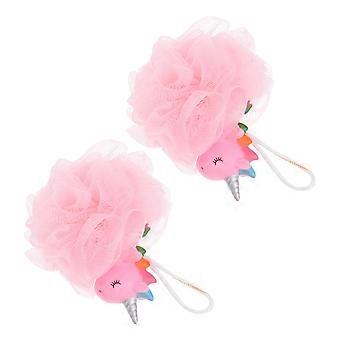 2Pcs Unicorn Bath Mesh Shower Ball Pouf Loofahs Exfoliating Bath Sponge for Kids